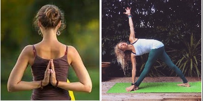 Back Bound Hands Pose & Parivritta Trikonasana