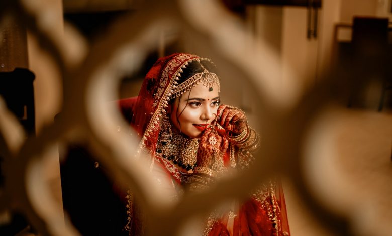 Girl Wearing Wedding Dress In Wedding Season