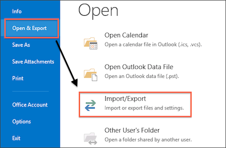 import google Takeout to Outlook