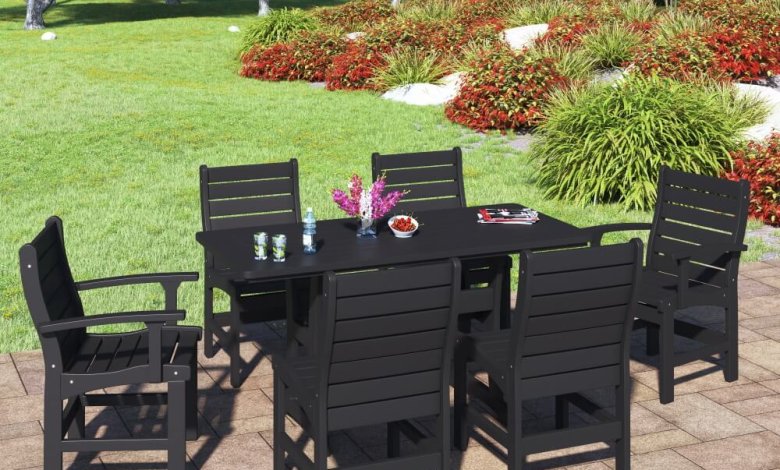 black patio furniture.