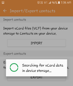 importing Excel contacts to Android will be completed